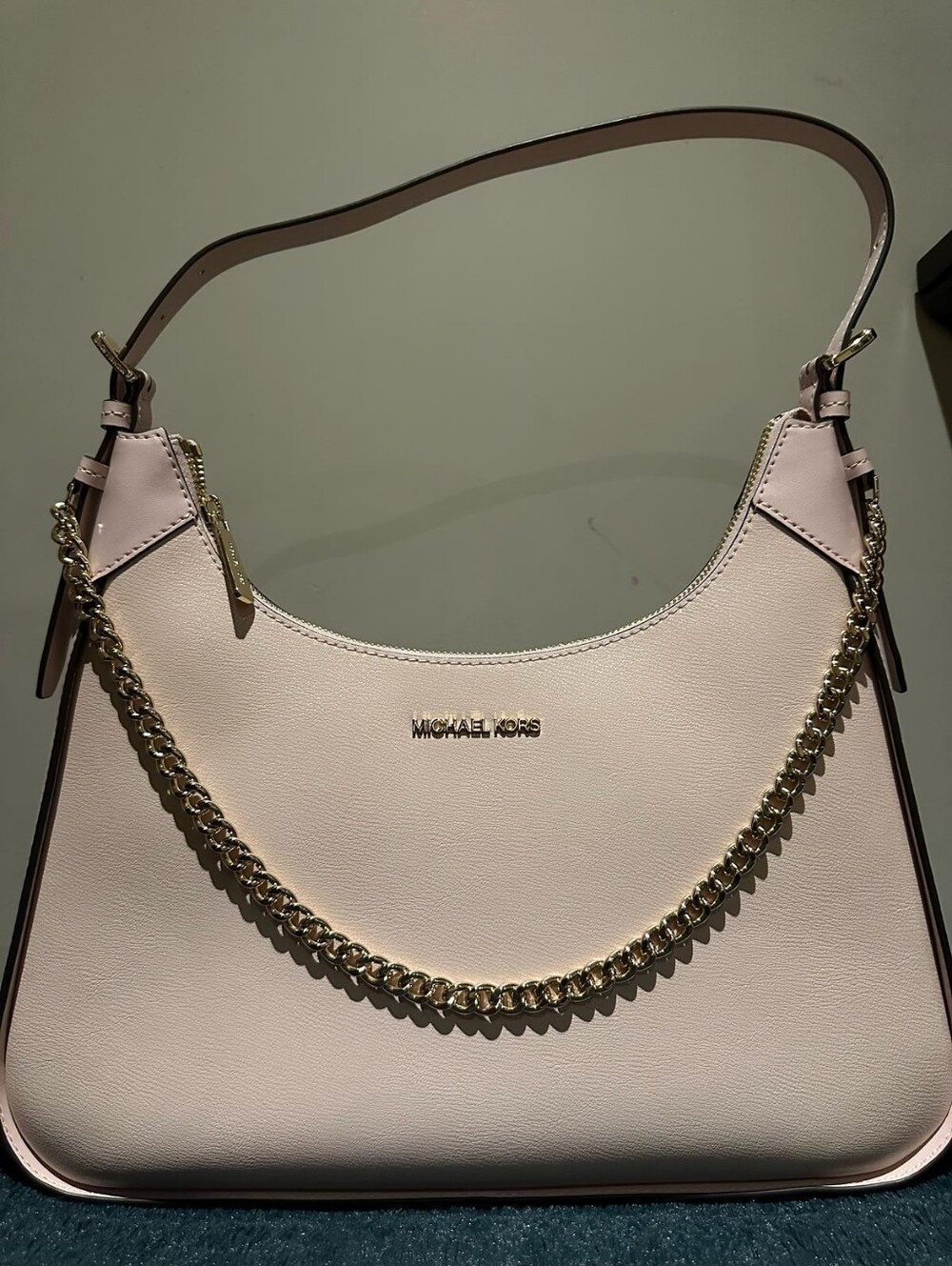 Michael Kors Pale Pink Chain-Trim Shoulder Bag
